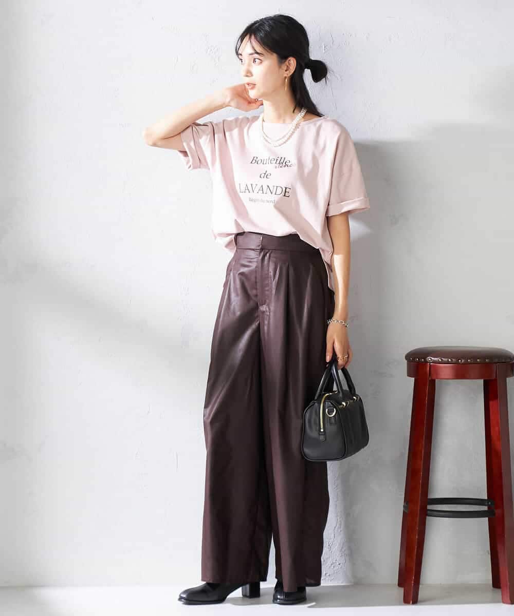 K2KHA68034 a.v.v(アー・ヴェ・ヴェ) 【接触冷感/UVカット】ボートネックロゴTシャツ ピンク