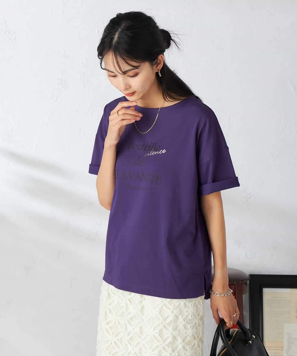 K2KHA68034 a.v.v(アー・ヴェ・ヴェ) 【接触冷感/UVカット】ボートネックロゴTシャツ ピンク