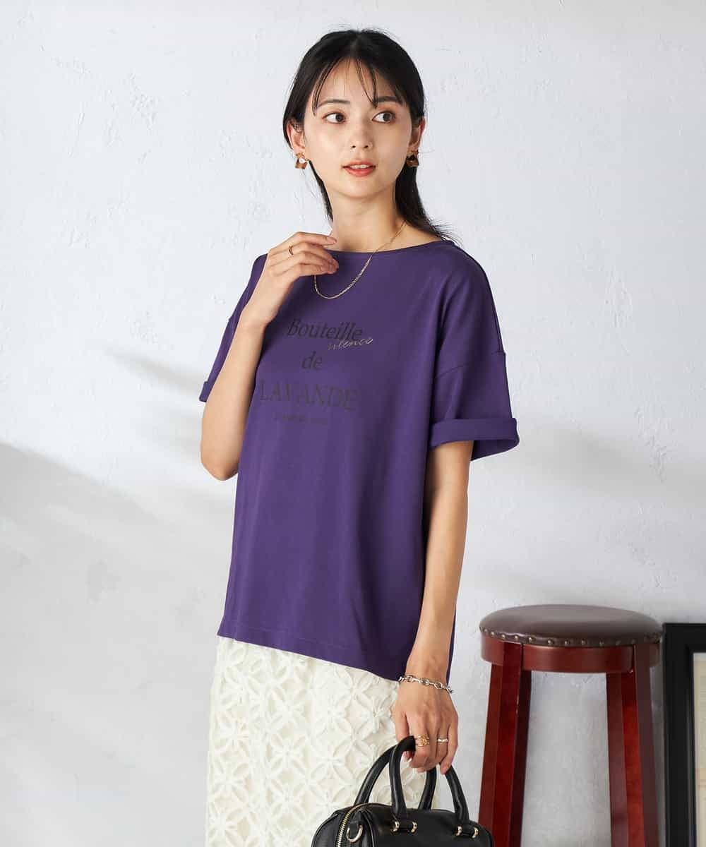 K2KHA68034 a.v.v(アー・ヴェ・ヴェ) 【接触冷感/UVカット】ボートネックロゴTシャツ ピンク