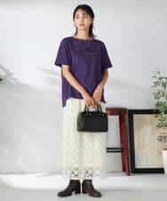 K2KHA68034 a.v.v(アー・ヴェ・ヴェ) 【接触冷感/UVカット】ボートネックロゴTシャツ ピンク