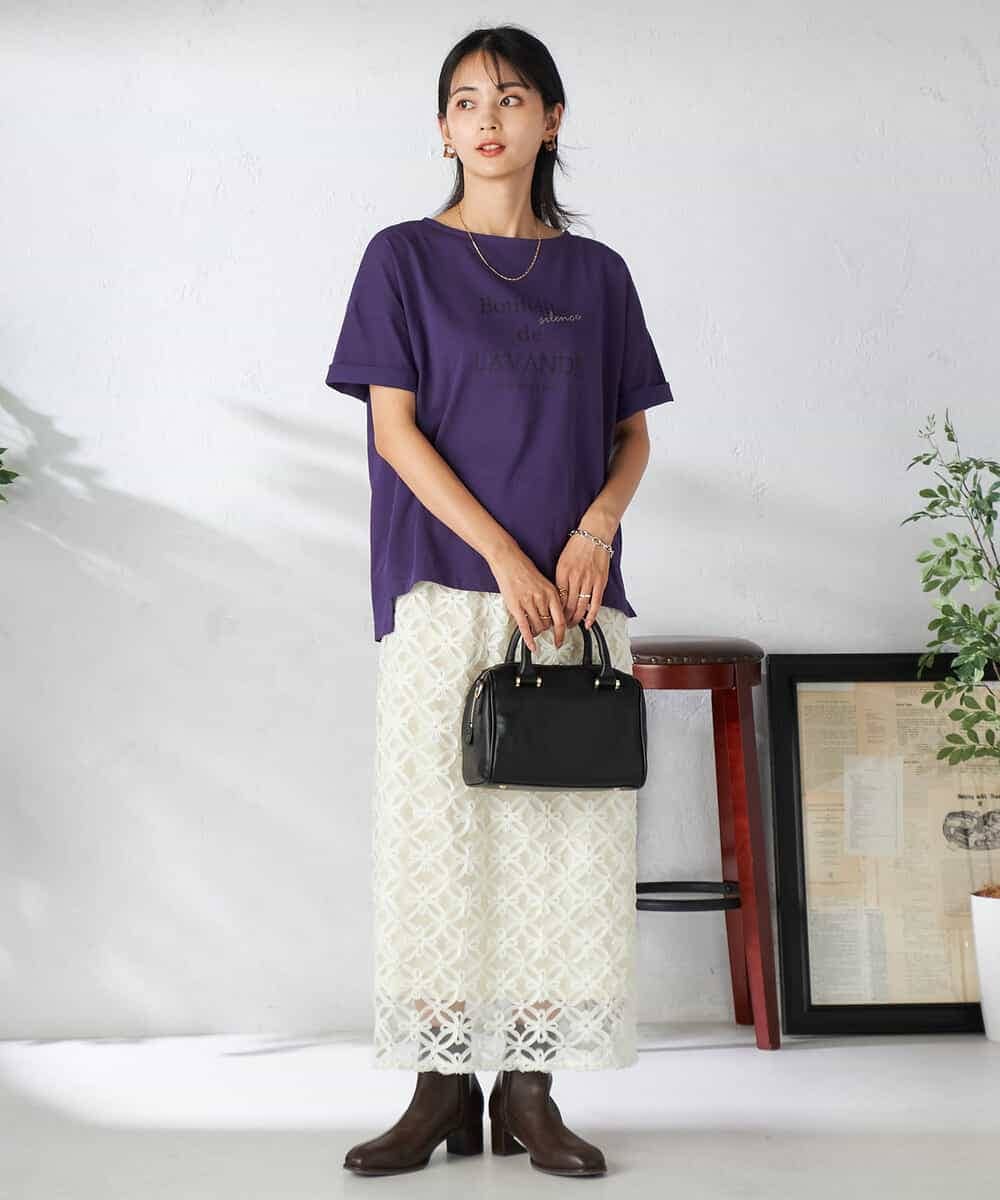 K2KHA68034 a.v.v(アー・ヴェ・ヴェ) 【接触冷感/UVカット】ボートネックロゴTシャツ ピンク