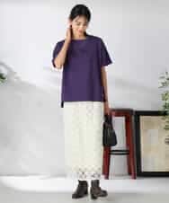 K2KHA68034 a.v.v(アー・ヴェ・ヴェ) 【接触冷感/UVカット】ボートネックロゴTシャツ ピンク
