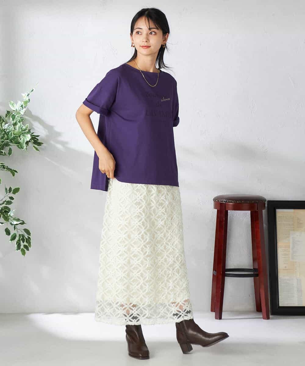 K2KHA68034 a.v.v(アー・ヴェ・ヴェ) 【接触冷感/UVカット】ボートネックロゴTシャツ ピンク