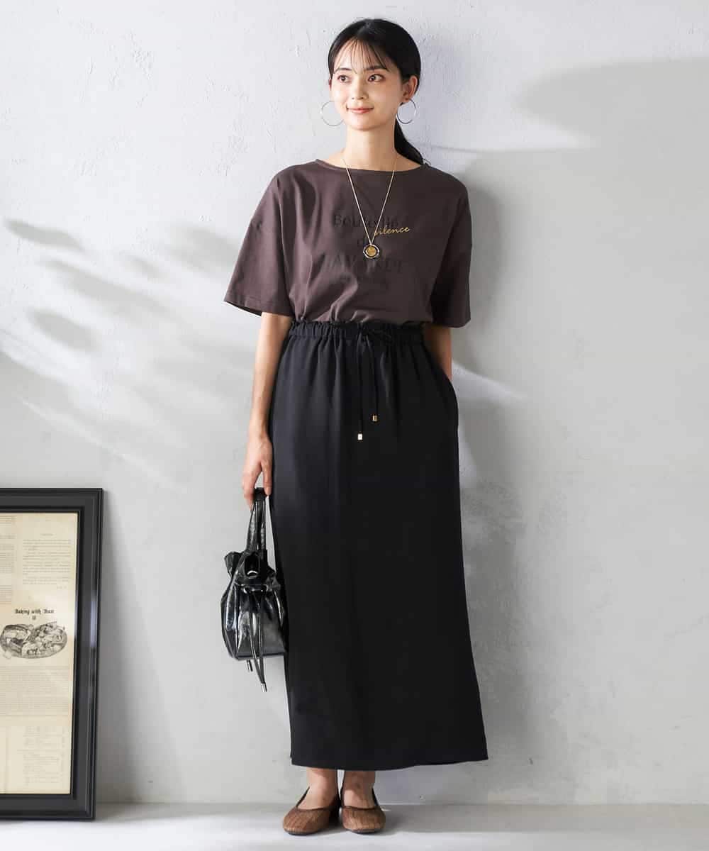 K2KHA68034 a.v.v(アー・ヴェ・ヴェ) 【接触冷感/UVカット】ボートネックロゴTシャツ ピンク