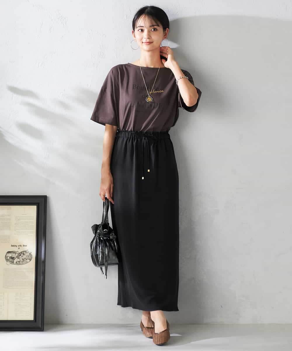 K2KHA68034 a.v.v(アー・ヴェ・ヴェ) 【接触冷感/UVカット】ボートネックロゴTシャツ ピンク