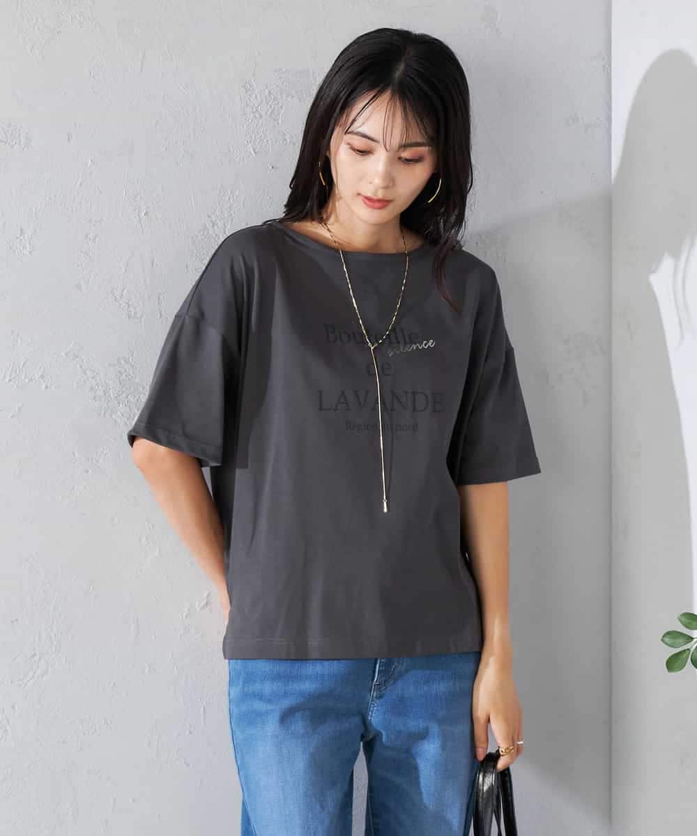 K2KHA68034 a.v.v(アー・ヴェ・ヴェ) 【接触冷感/UVカット】ボートネックロゴTシャツ ピンク