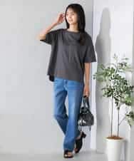 K2KHA68034 a.v.v(アー・ヴェ・ヴェ) 【接触冷感/UVカット】ボートネックロゴTシャツ ピンク