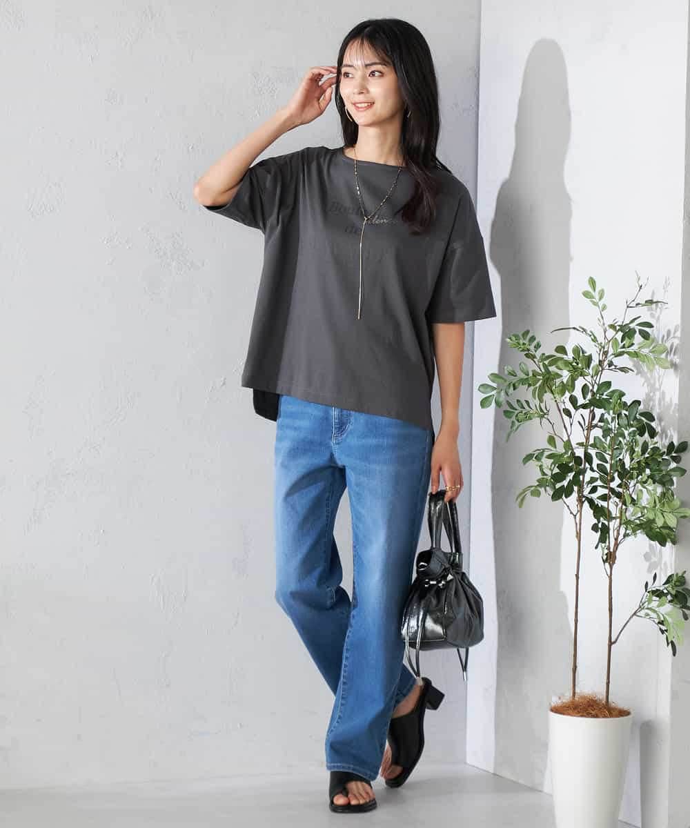 K2KHA68034 a.v.v(アー・ヴェ・ヴェ) 【接触冷感/UVカット】ボートネックロゴTシャツ ピンク