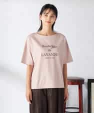 K2KHA68034 a.v.v(アー・ヴェ・ヴェ) 【接触冷感/UVカット】ボートネックロゴTシャツ ピンク
