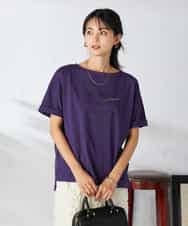 K2KHA68034 a.v.v(アー・ヴェ・ヴェ) 【接触冷感/UVカット】ボートネックロゴTシャツ パープル