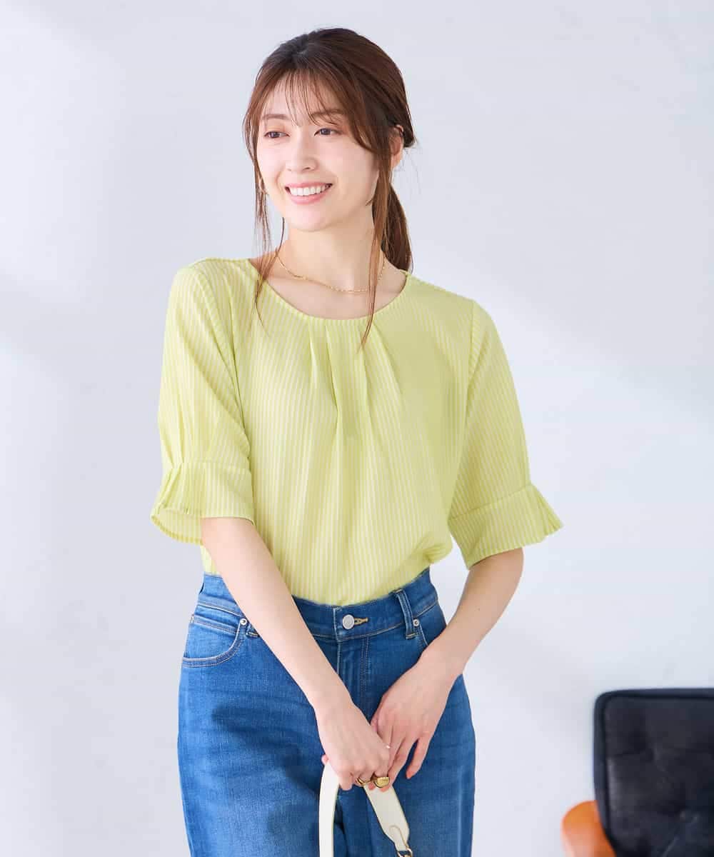 K2KHD40039 a.v.v(アー・ヴェ・ヴェ) タックパフスリーブトップス ライトイエロー