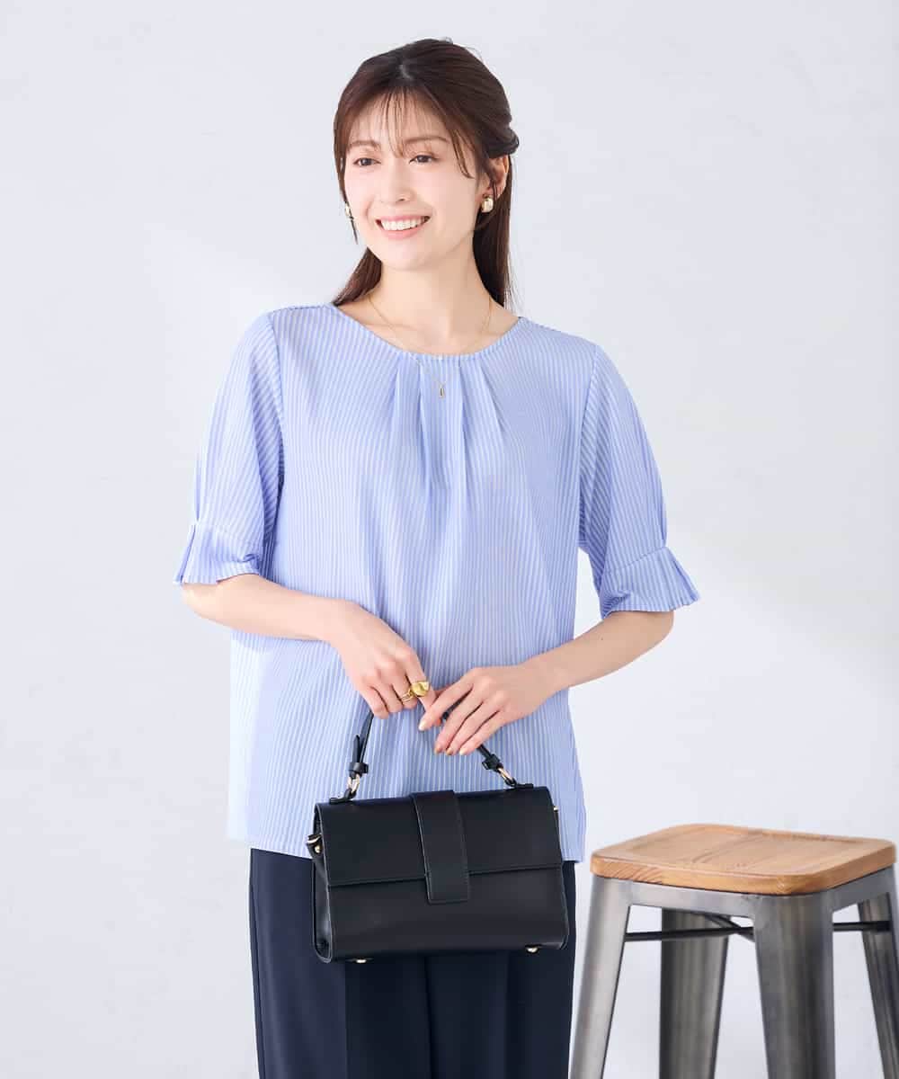 K2KHD40039 a.v.v(アー・ヴェ・ヴェ) タックパフスリーブトップス ライトブルー