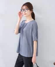 K2KHD40039 a.v.v(アー・ヴェ・ヴェ) タックパフスリーブトップス ネイビー