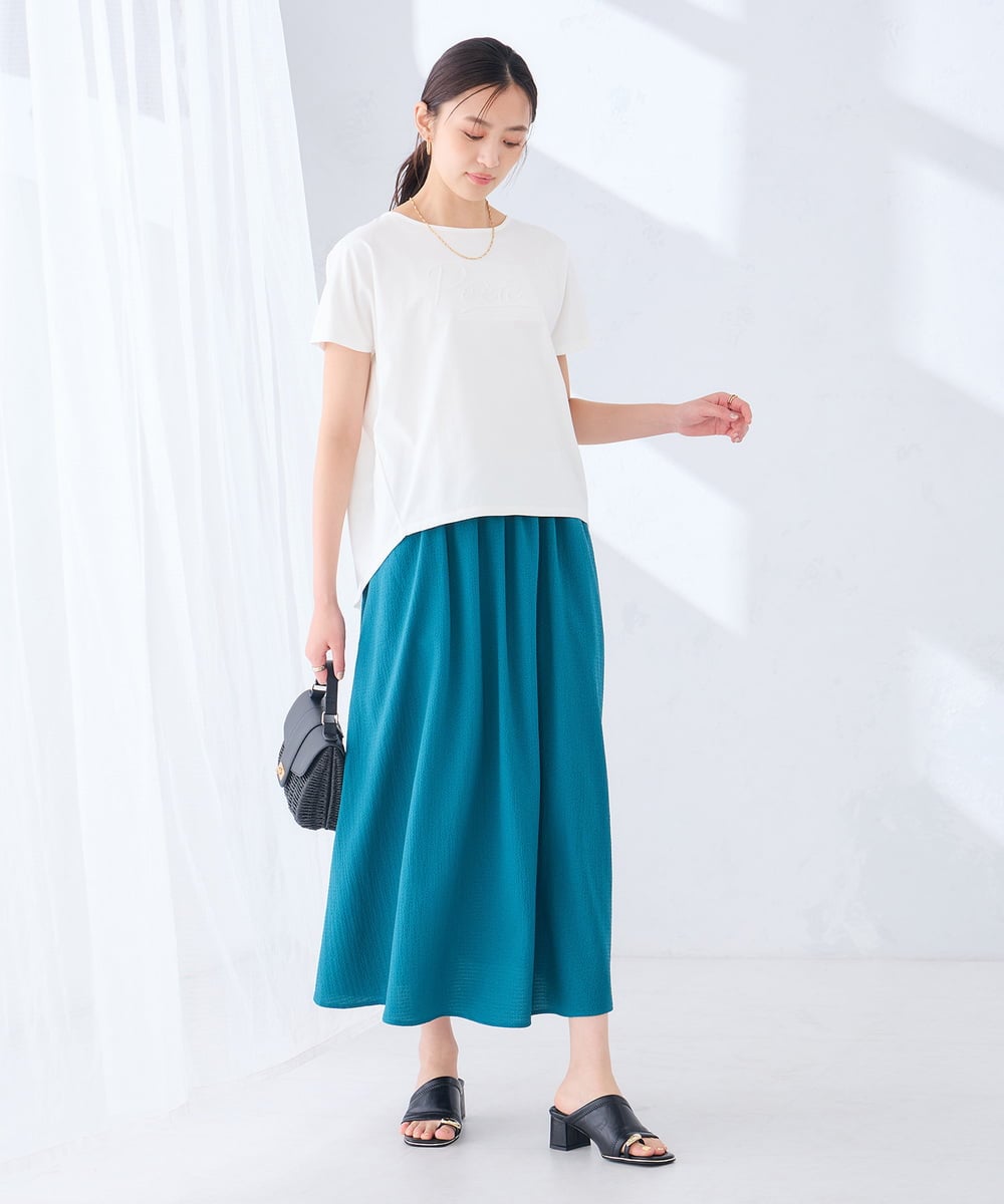 K2KHD45035 a.v.v(アー・ヴェ・ヴェ) 【接触冷感/UVカット】バックタックエンボスロゴＴシャツ ベージュ