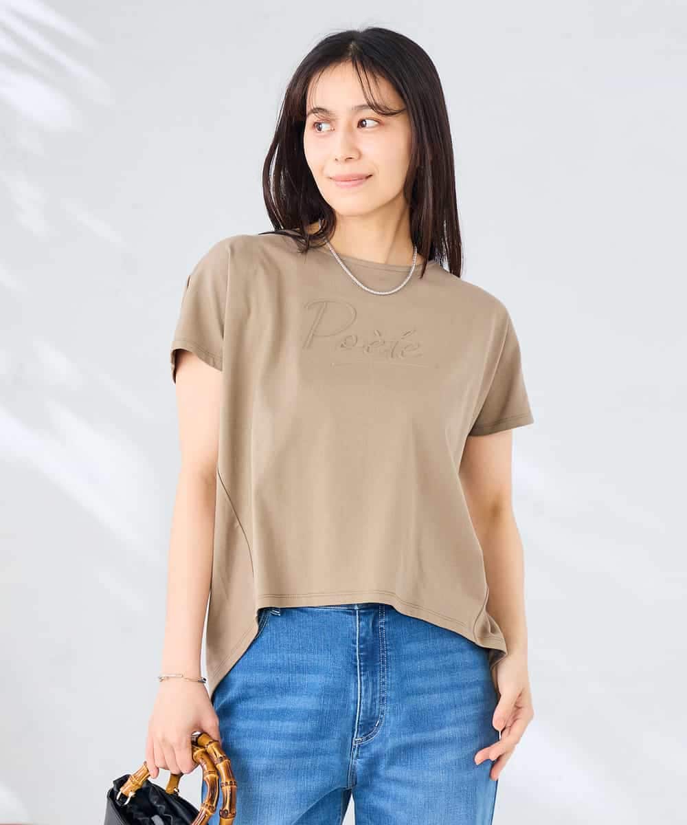 K2KHD45035 a.v.v(アー・ヴェ・ヴェ) 【接触冷感/UVカット】バックタックエンボスロゴＴシャツ ベージュ