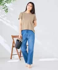 K2KHD45035 a.v.v(アー・ヴェ・ヴェ) 【接触冷感/UVカット】バックタックエンボスロゴＴシャツ ベージュ