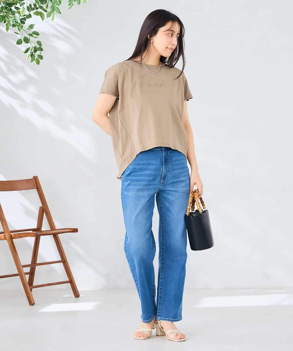 K2KHD45035 a.v.v(アー・ヴェ・ヴェ) 【接触冷感/UVカット】バックタックエンボスロゴＴシャツ ベージュ