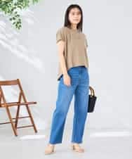 K2KHD45035 a.v.v(アー・ヴェ・ヴェ) 【接触冷感/UVカット】バックタックエンボスロゴＴシャツ ベージュ