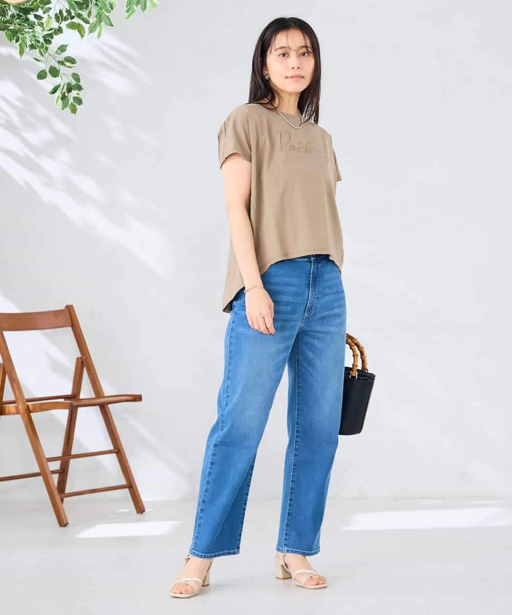 K2KHD45035 a.v.v(アー・ヴェ・ヴェ) 【接触冷感/UVカット】バックタックエンボスロゴＴシャツ ベージュ