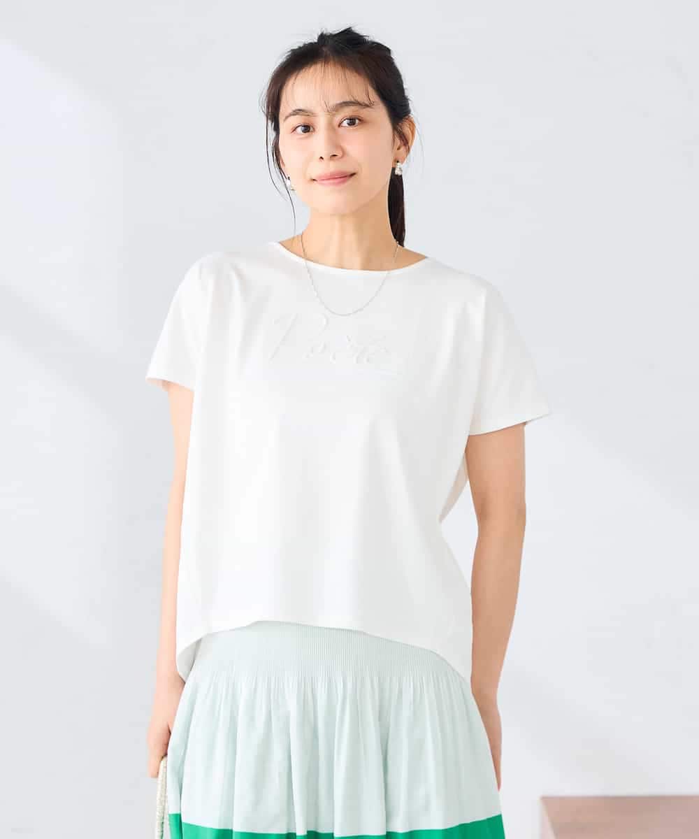 K2KHD45035 a.v.v(アー・ヴェ・ヴェ) 【接触冷感/UVカット】バックタックエンボスロゴＴシャツ ベージュ