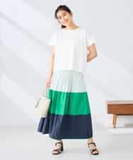 K2KHD45035 a.v.v(アー・ヴェ・ヴェ) 【接触冷感/UVカット】バックタックエンボスロゴＴシャツ ベージュ