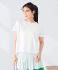 K2KHD45035 a.v.v(アー・ヴェ・ヴェ) 【接触冷感/UVカット】バックタックエンボスロゴＴシャツ ホワイト