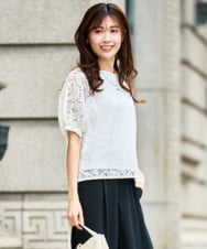 K2KHD47054 a.v.v(アー・ヴェ・ヴェ) レースドルマンカットソー ブルー