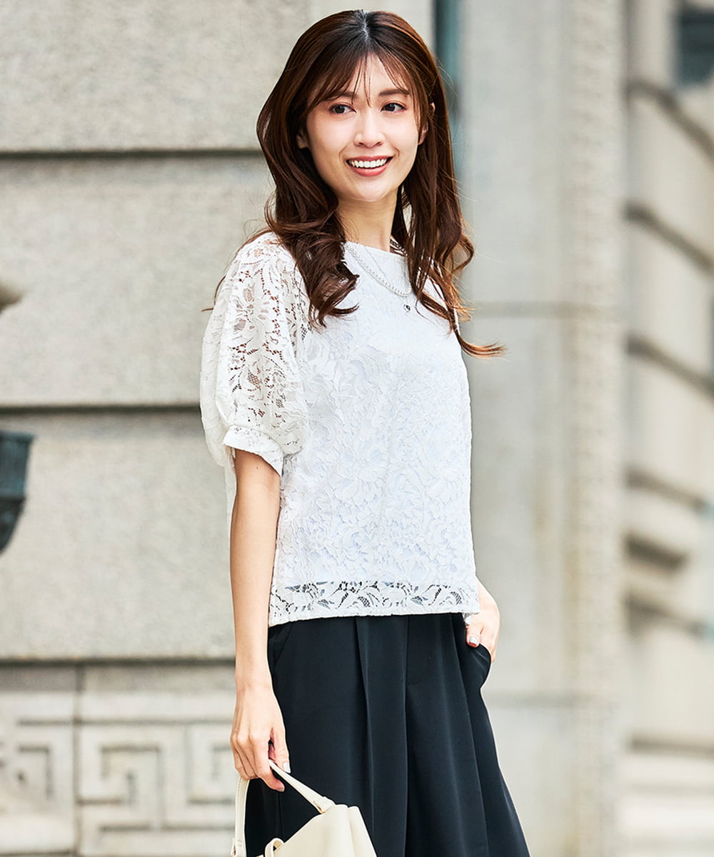 K2KHD47054 a.v.v(アー・ヴェ・ヴェ) レースドルマンカットソー ブルー