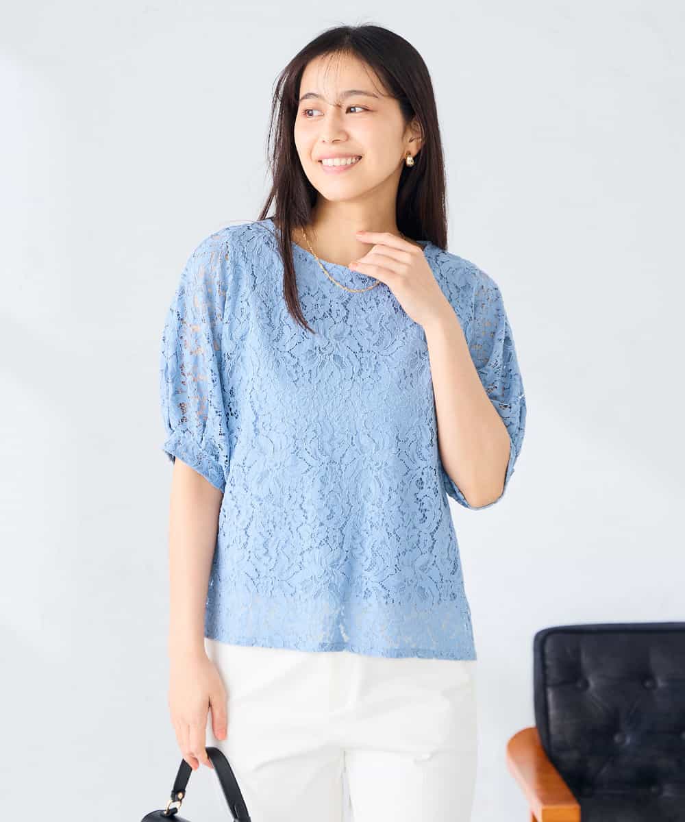 K2KHD47054 a.v.v(アー・ヴェ・ヴェ) レースドルマンカットソー ブルー