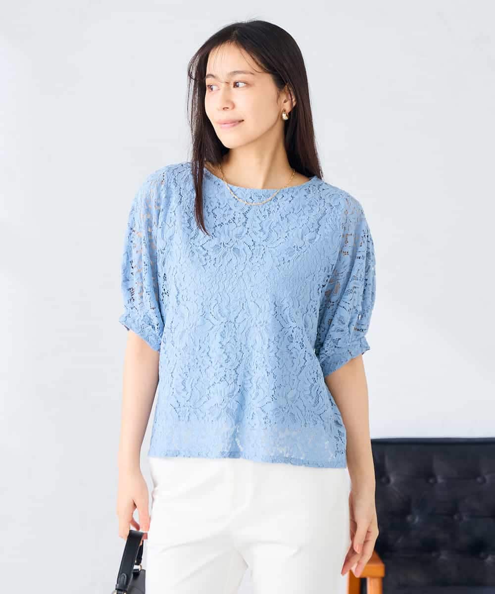 K2KHD47054 a.v.v(アー・ヴェ・ヴェ) レースドルマンカットソー ブルー