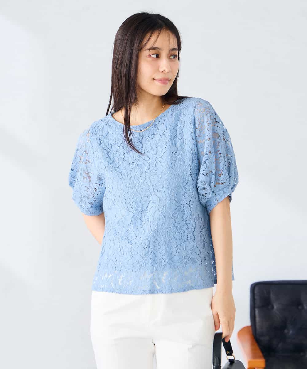 K2KHD47054 a.v.v(アー・ヴェ・ヴェ) レースドルマンカットソー ブルー