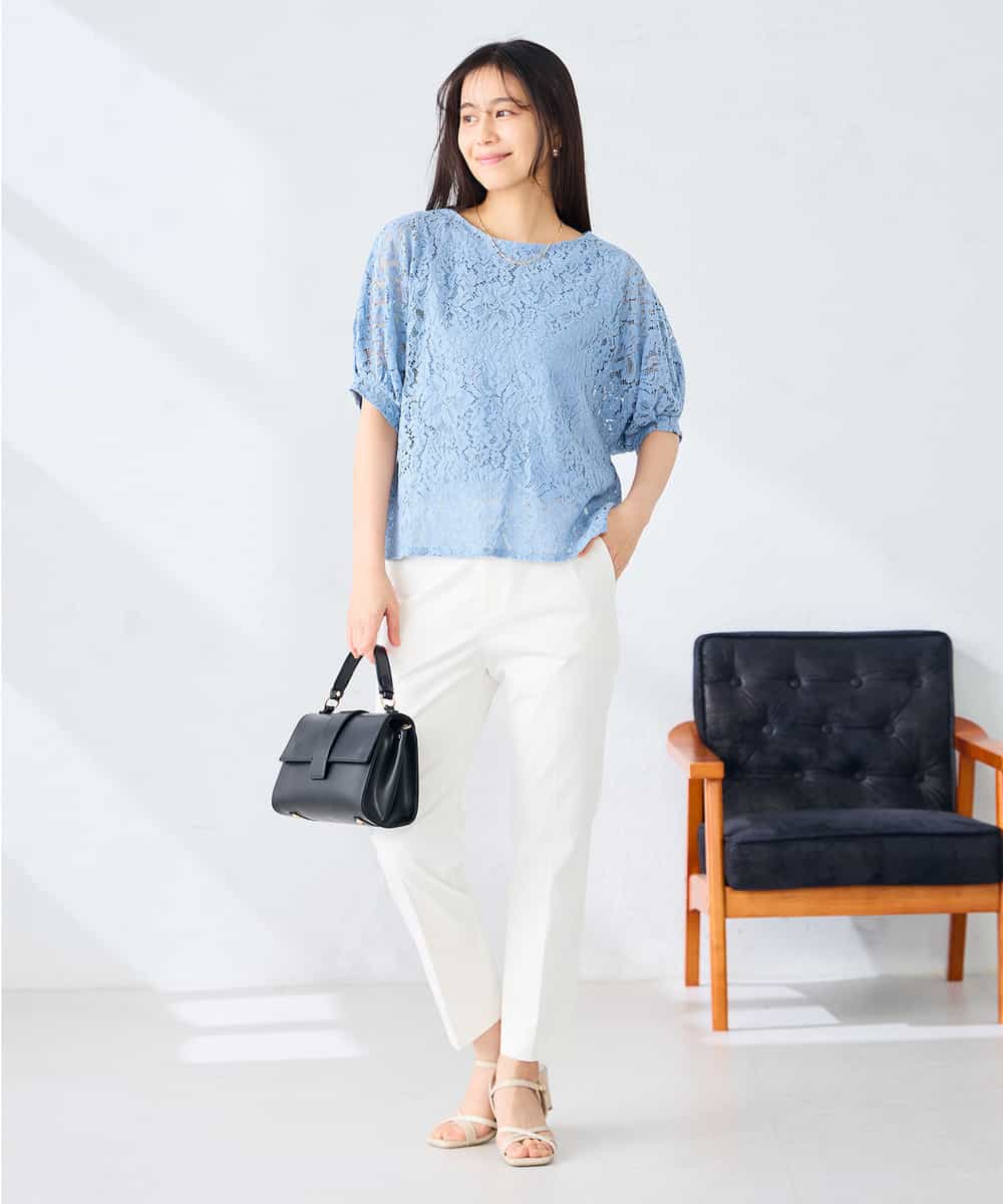 K2KHD47054 a.v.v(アー・ヴェ・ヴェ) レースドルマンカットソー ブルー