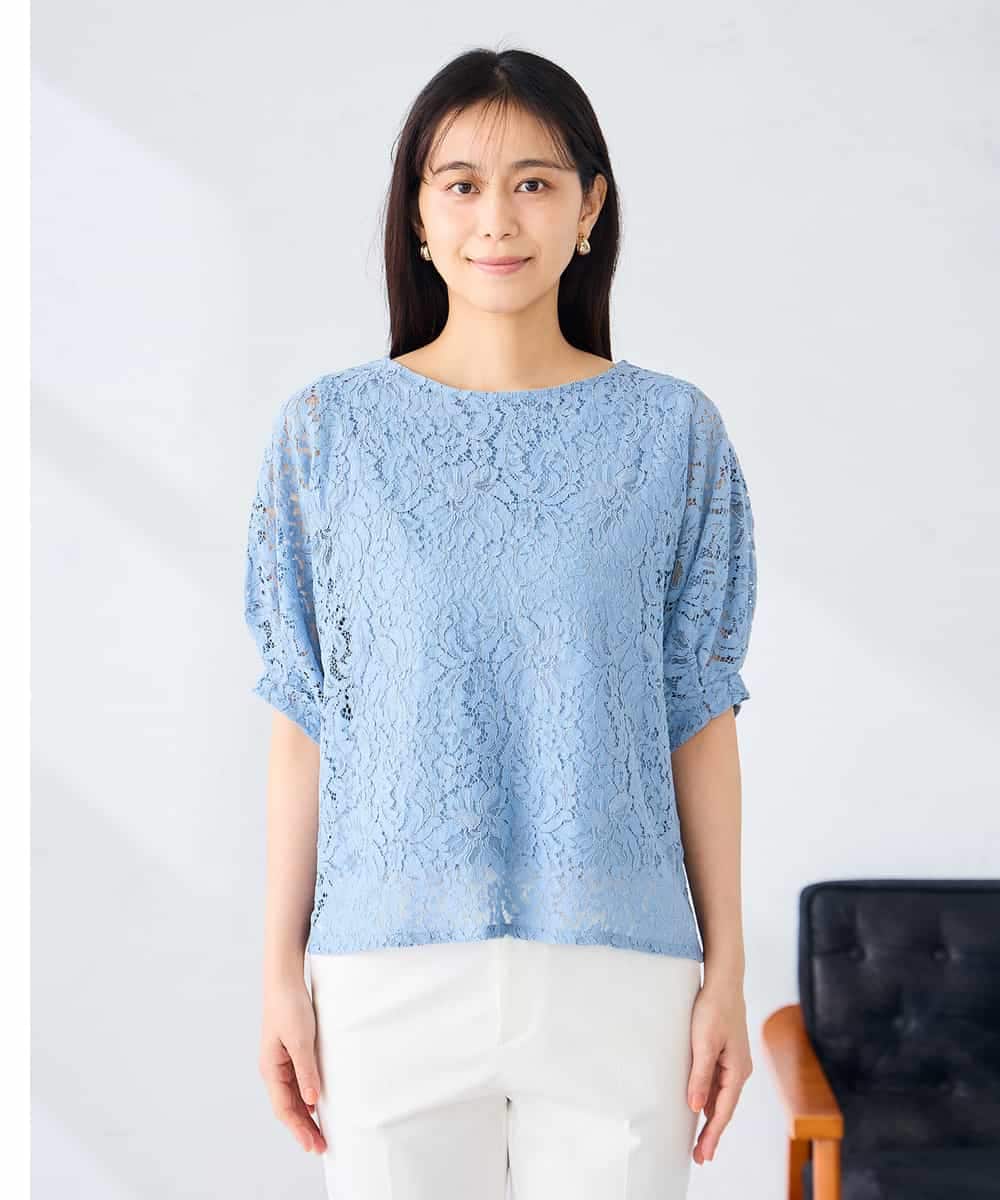 K2KHD47054 a.v.v(アー・ヴェ・ヴェ) レースドルマンカットソー ブルー