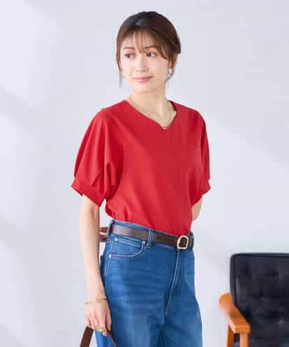 K2KHD51034 a.v.v 【接触冷感/UVカット】タックスリーブVネックカットソー