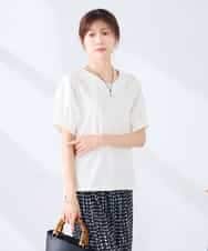 K2KHD51034 a.v.v(アー・ヴェ・ヴェ) 【接触冷感/UVカット】タックスリーブVネックカットソー アイボリー