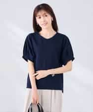 K2KHD51034 a.v.v(アー・ヴェ・ヴェ) 【接触冷感/UVカット】タックスリーブVネックカットソー アイボリー