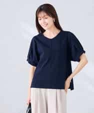 K2KHD51034 a.v.v(アー・ヴェ・ヴェ) 【接触冷感/UVカット】タックスリーブVネックカットソー アイボリー