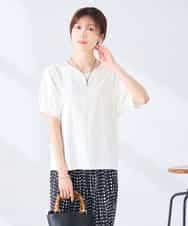 K2KHD51034 a.v.v(アー・ヴェ・ヴェ) 【接触冷感/UVカット】タックスリーブVネックカットソー アイボリー