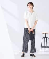 K2KHD51034 a.v.v(アー・ヴェ・ヴェ) 【接触冷感/UVカット】タックスリーブVネックカットソー アイボリー