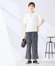 K2KHD51034 a.v.v(アー・ヴェ・ヴェ) 【接触冷感/UVカット】タックスリーブVネックカットソー アイボリー