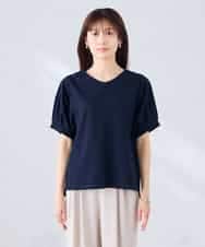 K2KHD51034 a.v.v(アー・ヴェ・ヴェ) 【接触冷感/UVカット】タックスリーブVネックカットソー アイボリー