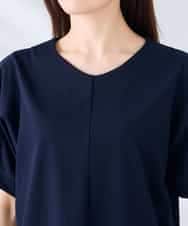 K2KHD51034 a.v.v(アー・ヴェ・ヴェ) 【接触冷感/UVカット】タックスリーブVネックカットソー アイボリー