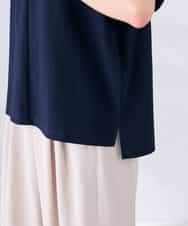 K2KHD51034 a.v.v(アー・ヴェ・ヴェ) 【接触冷感/UVカット】タックスリーブVネックカットソー アイボリー