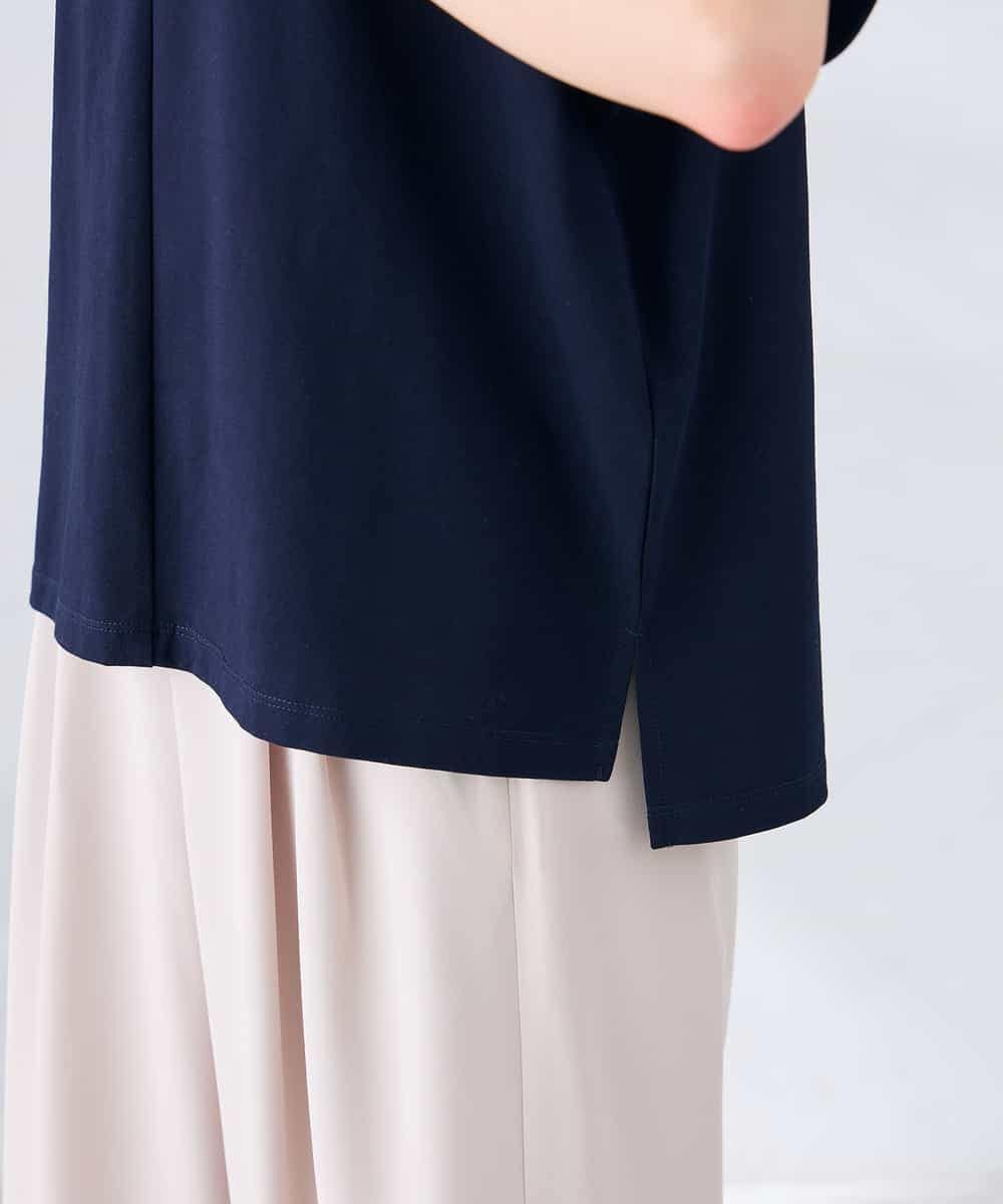 K2KHD51034 a.v.v(アー・ヴェ・ヴェ) 【接触冷感/UVカット】タックスリーブVネックカットソー アイボリー