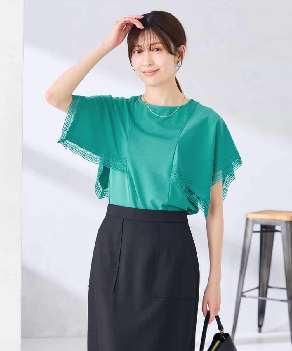 K2KHD52044 a.v.v(アー・ヴェ・ヴェ) 【接触冷感/UVカット】ハンカチスリーブトップス グリーン