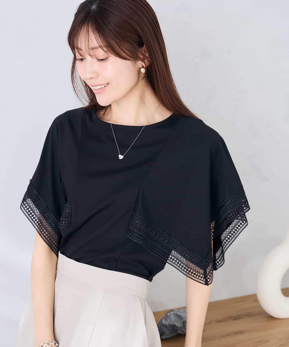 K2KHD52044 a.v.v(アー・ヴェ・ヴェ) 【接触冷感/UVカット】ハンカチスリーブトップス ブラック