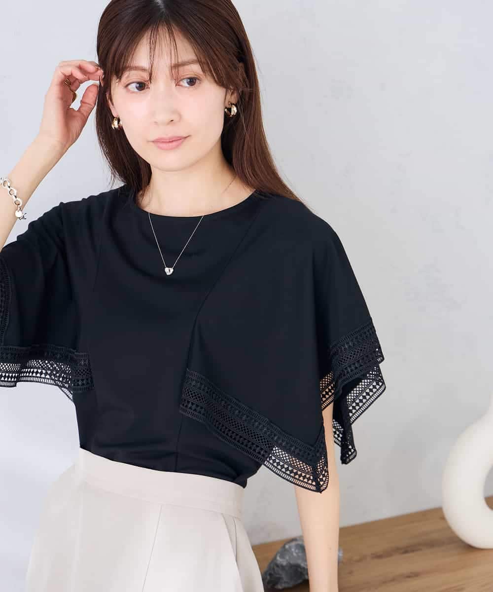 K2KHD52044 a.v.v(アー・ヴェ・ヴェ) 【接触冷感/UVカット】ハンカチスリーブトップス ブラック