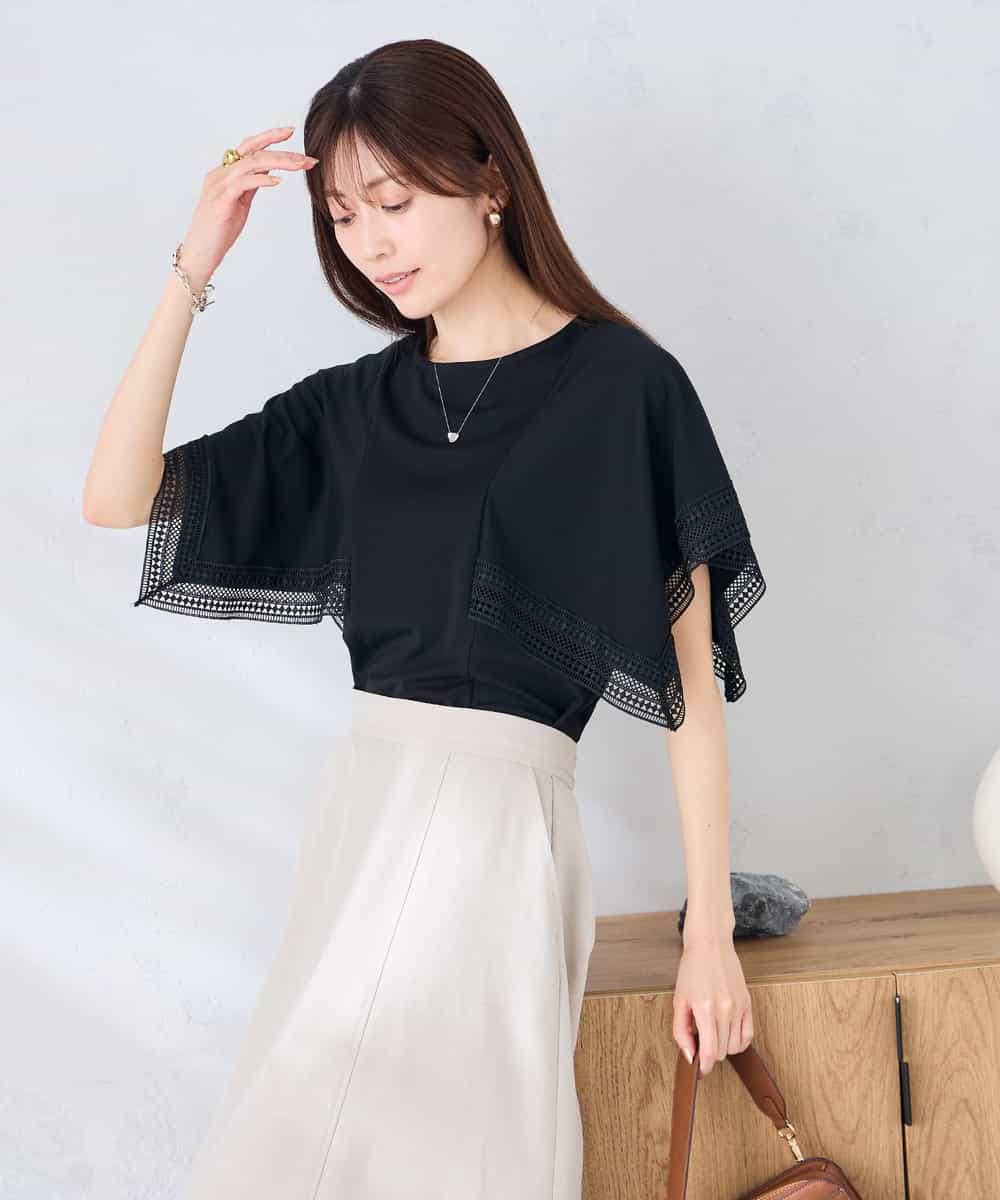 K2KHD52044 a.v.v(アー・ヴェ・ヴェ) 【接触冷感/UVカット】ハンカチスリーブトップス ブラック