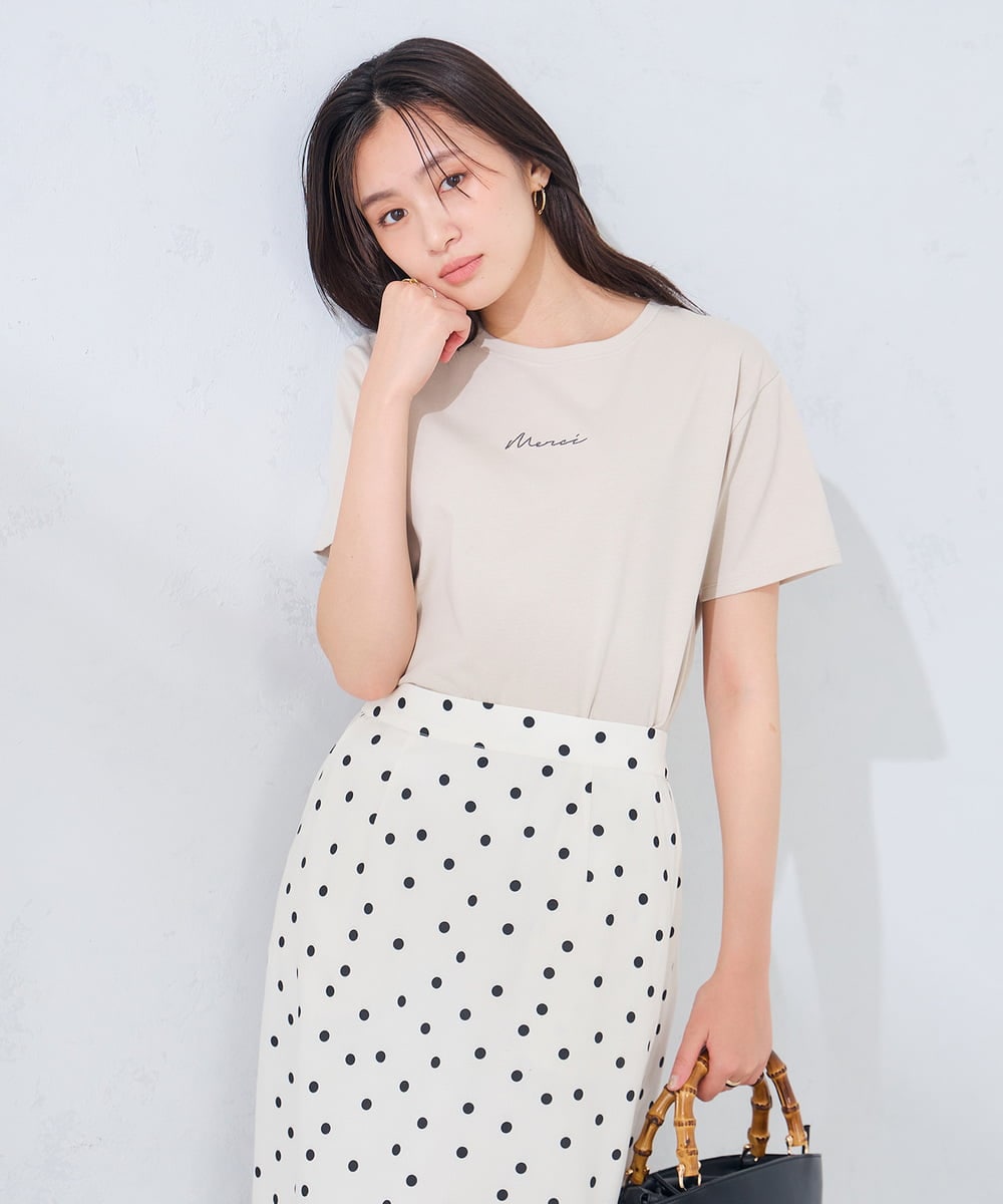 K2KHD54029 a.v.v(アー・ヴェ・ヴェ) 【接触冷感/UVカット/コットン100%】コンパクトロゴTシャツ グレージュ