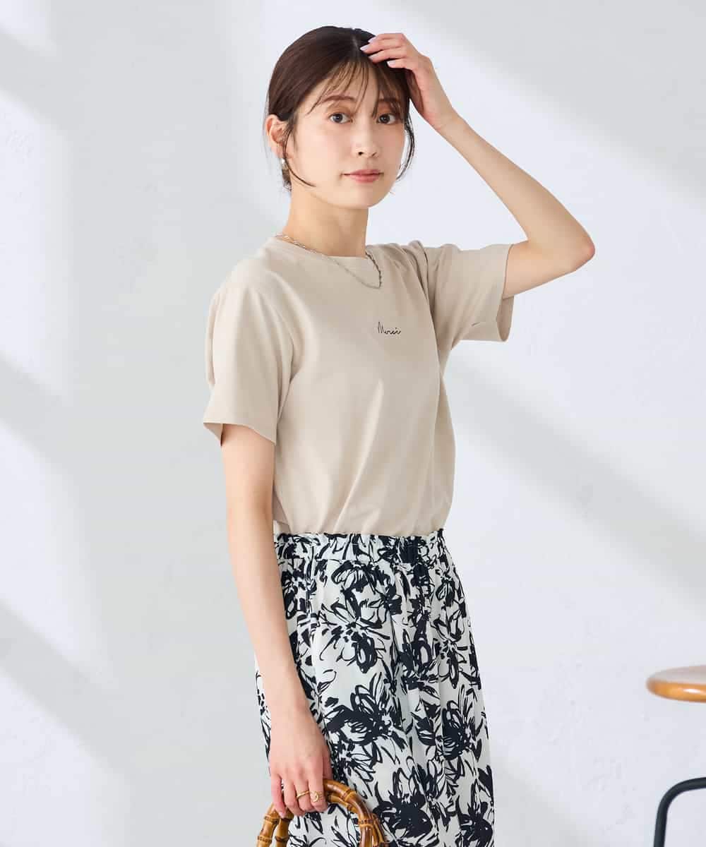 K2KHD54029 a.v.v(アー・ヴェ・ヴェ) 【接触冷感/UVカット/コットン100%】コンパクトロゴTシャツ グレージュ